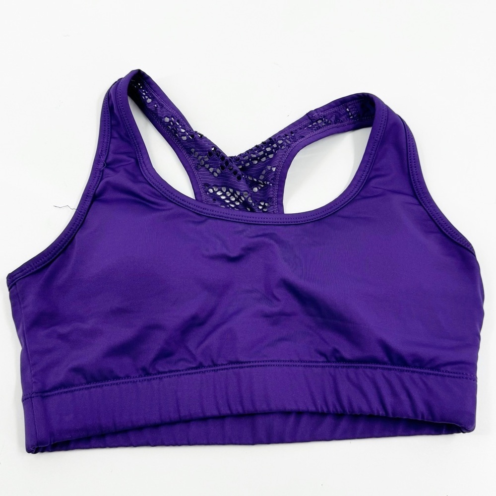 ✅ ZYIA PURPLE RACER BACK SPORTS BRA WITH LACE BACK SIZE MEDIUM